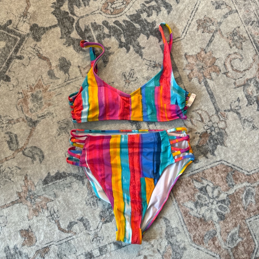 Xhilaration Multicolor Striped Bikini Set